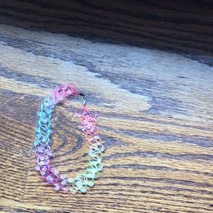 Super stretchy, choker, necklace, rainbow colored with gems